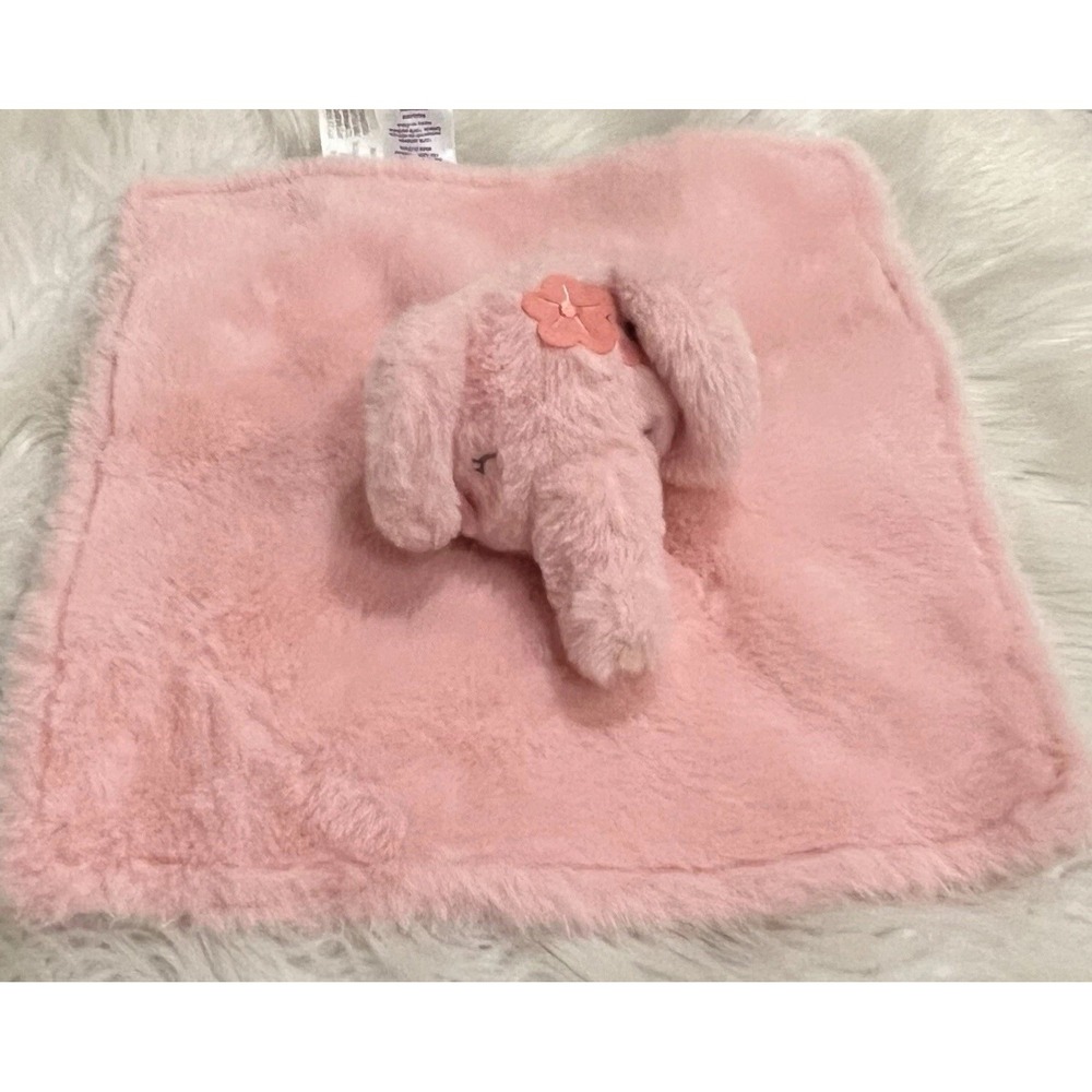 Parents Choice Pink Elephant Security Blanket Lovey Faux Fur Satin Floral Floral
